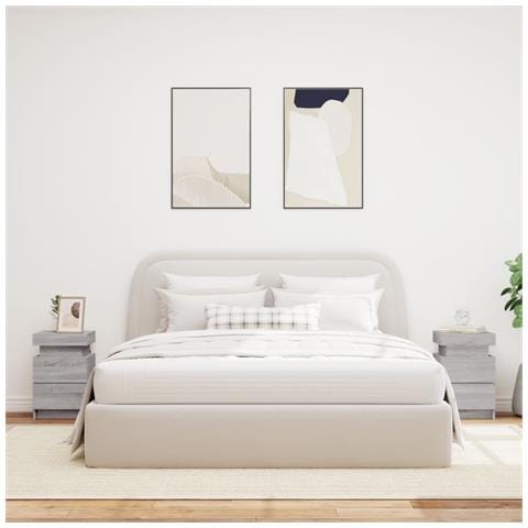 Comodini Con Luci Led 2pz Grigio Sonoma 35x39x55 Cm - Foto 3