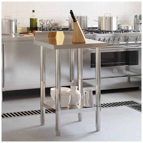 Tavolo Lavoro Da Cucina Con Paraschizzi 55x55x93cm Acciaio Inox - Foto 3