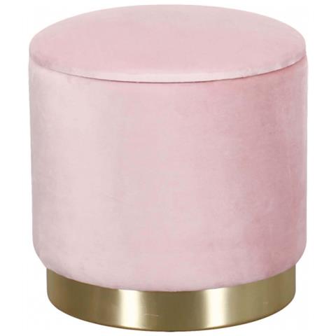 Pouf Contenitore Rotondo In Velluto Rosa - Foto 1