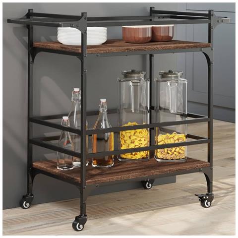 Carrello Cucina Rovere Marrone 82x40x78,5 Cm Legno Multistrato - Foto 1