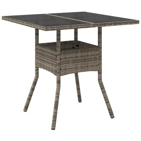 Tavolo Da Giardino Piano In Vetro Grigio 80x80x75 Cm Polyrattan - Foto 2