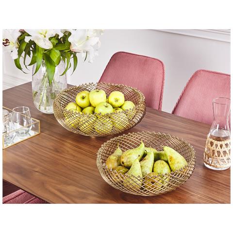 Set Di 2 Vassoi Decorativi Metallo Oro Baliung - Foto 1