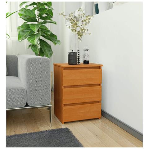 Comodino CL3, 3 cassetti, 40x35x57 cm, Colore Ontano - Foto 5