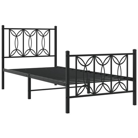Giroletto Con Testiera E Pediera Metallo Nero 75x190 Cm - Foto 1