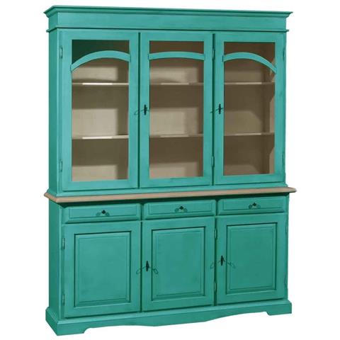Cristalliera 3 Ante Legno Pennellato Verde 156x42x205 - Foto 1