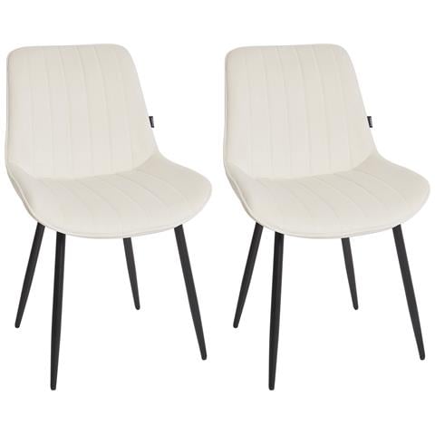 Sedia Da Pranzo Set Di 2 Velluto Beige Chiaro Dubrovnik - Foto 2