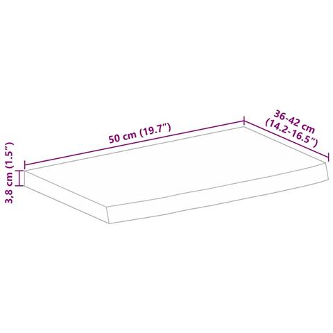 Piano Tavolo 50x40x3,8 Cm Bordi Vivi Legno Di Mango Grezzo - Foto 9