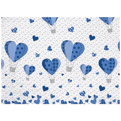 Copripiumino Sacco Piumone Pensieri Delicati Cotone Disegno Mongolfiera Singolo Blu - Foto 2