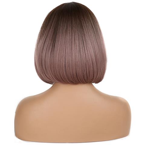 Elegante Parrucca Bob Marrone Con Frangia Per Donna Purple - Foto 4