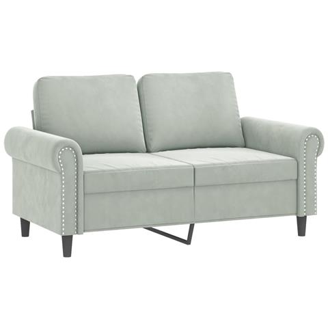 Set Di Divani 2 Pz Con Cuscini Grigio Chiaro In Velluto - Foto 3