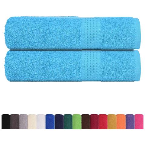 Asciugamani 2 Pz Turchesi 50x100 Cm 360 G/m 100% Cotone - Foto 2