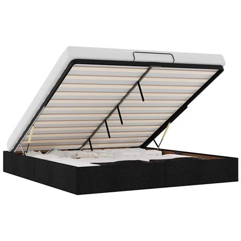 Struttura Letto Pouf Senza Materasso Nero 200x200 Cm In Tessuto - Foto 2