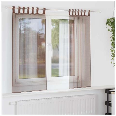 Tende In Voile Con Linguetta 2 Pz Marrone - Foto 8