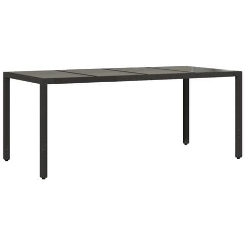 Tavolo Da Giardino Piano In Vetro Nero 190x90x75 Cm Polyrattan - Foto 2
