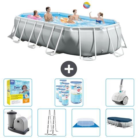 Piscina Fuori Terra - Ovale - 503x274x122 Cm - Grigio - Include Accessori Coordinati Cb51 - Foto 1