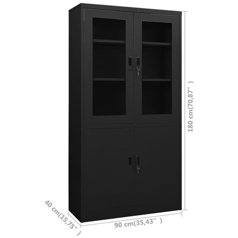 Lusso Casadino -  Armadio Per Ufficio Nero 90x40x180 Cm In Acciaio - Foto 8