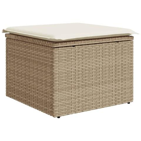 Sgabello Giardino con Cuscino Beige 55x55x37 cm in Polyrattan - Foto 1