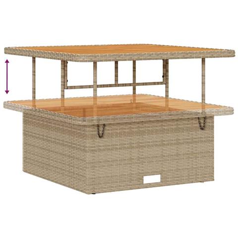 Set di Sofà da Giardino  8 Pezzi con Cuscini Beige Polyrattan Acacia, Sofà da Giardino a 2 Posti  con Cuscini Beige Polyrattan, Set da Pranzo da Giardino 3 Pezzi con Cuscini Beige Polyrattan Acacia - Foto 9