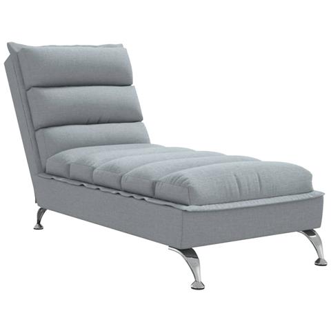 Chaise Longue con Cuscini Grigio Chiaro in Tessuto - Foto 1