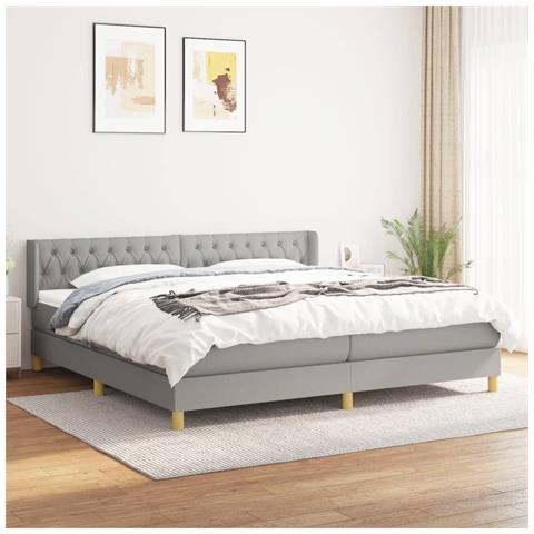 Giroletto a Molle con Materasso Grigio Chiaro 200x200cm Tessuto - Foto 2