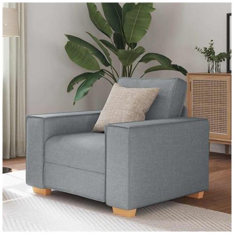Poltrona Divano Grigio Chiaro 60 cm Tessuto - Foto 2