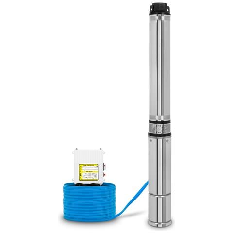 Pompa Per Pozzi Profondi 4"" In Acciaio Inox, Elettrica 750w, Diametro Pompa 4 Pollici (10 Cm), Filetto Di Collegamento 1 1/2 Pollice, Cavo Di Alimentazione 20 M, Altezza Di Pompaggio Max 56 M, Con Filtro Per Sporco - Foto 1