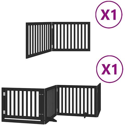Cancello per Cani Porta Pieghevole Nero 6 Pannelli 480cm Pioppo - Foto 1