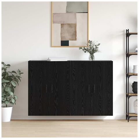 Armadi da Muro 2 pcs Rovere nero 69.5 x 34 x 90 cm - Foto 2