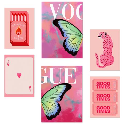 Set Di 6 Stampe Illustrazioni Di Arte Moderna Illustrazioni Di Design Per Decorare Le Pareti Delle Stanze Della Tua Casa A3 & A4 Senza Cornice - Foto 1