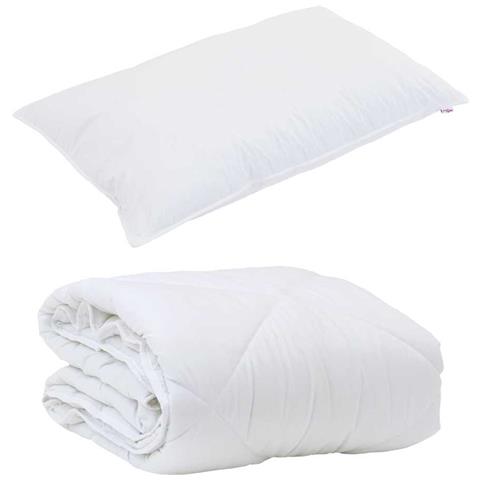 Piumone con cuscino 2 pcs Bianco 155 x 220 cm Microfibra - Foto 1