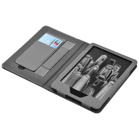 Custodia Grigia In Tessuto Con Supporto Compatibile Con Kindle Paperwhite 12a Gen (kpw123/958) - Porta Carte, Cinturino, Auto Sleep/wake - Foto 4