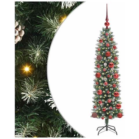 Albero di Natale Artificiale Sottile Verde e Bianco 120 cm - Foto 1