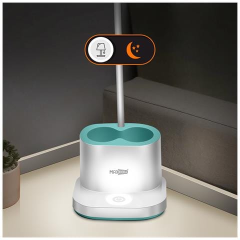 Lampada Da Scrivania A Led Flessibile Con Portapenne Funzione Powerbank, Bianco - Foto 2