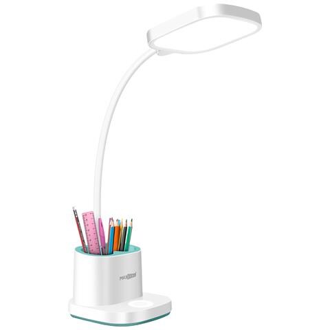 Lampada Da Scrivania A Led Flessibile Con Portapenne Funzione Powerbank, Bianco - Foto 1