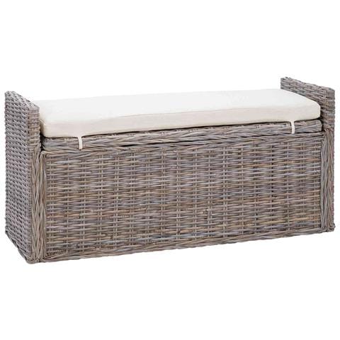 Panchina con contenitore Grigio 110 x 40 x 50 cm Rattan - Foto 1