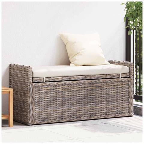 Panchina con contenitore Grigio 110 x 40 x 50 cm Rattan - Foto 2