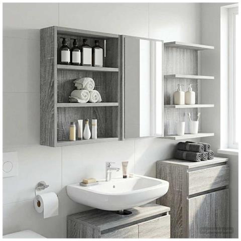 Armadio da bagno a muro Sonoma grigia 40 x 10 x 50 cm - Foto 2