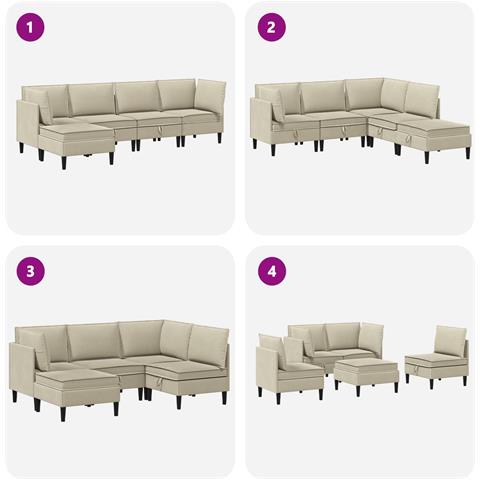 Set di mobili per il soggiorno 5 pcs Sabbia Tessuto - Foto 9