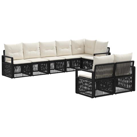 Set Divano da Giardino 8 pcs Nero polyrattan - Foto 1