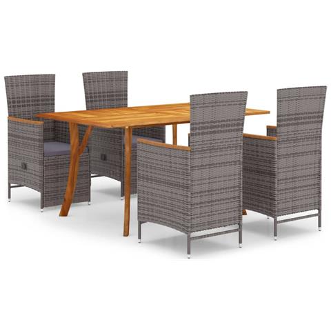 Set Mobili da Pranzo per Giardino 5 pz Grigio - Foto 1