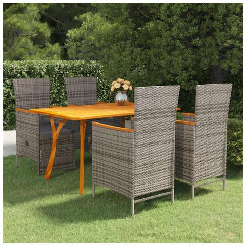 Set Mobili da Pranzo per Giardino 5 pz Grigio - Foto 2