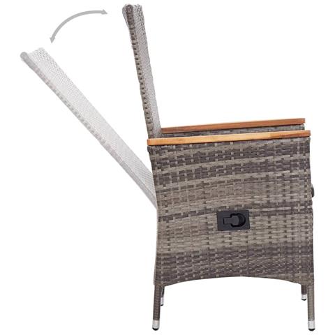 Set Mobili da Pranzo per Giardino 5 pz Grigio - Foto 9