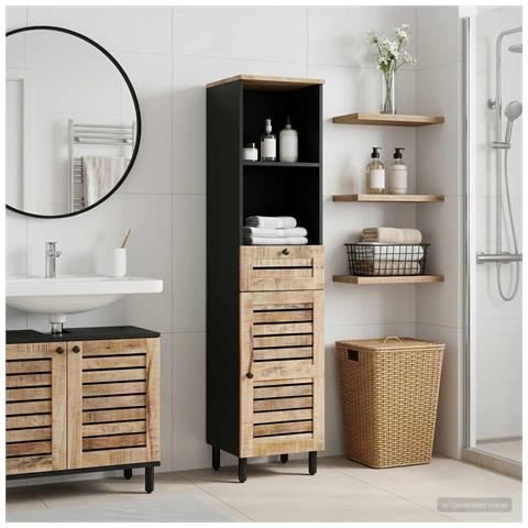 Mobile da Bagno con cassetto Marrone e Nero 38 x 33,5 x 160 cm - Foto 2