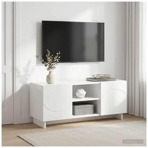 Supporto TV 90 x 34.5 x 40 cm Bianco Lucido - Foto 2