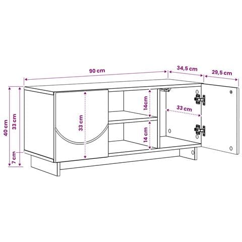 Supporto TV 90 x 34.5 x 40 cm Bianco Lucido - Foto 9