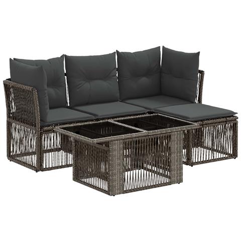 Set Divano da Giardino 5 pz Grigio polyrattan - Foto 1