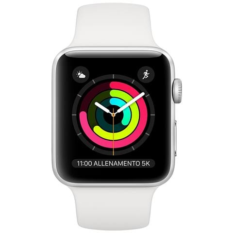 Watch Series 3 38 mm Impermeabile 5 ATM con GPS in Alluminio Colore Argento con Cinturino Sport Bianco - Foto 2