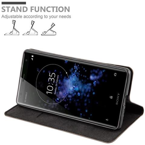 Custodia Compatibile Con Sony Xperia Xz2 In Bruno Caffè - Coperchio Protettiva Con Chiusura Magnetica, Funzione Stand E Tasca Per Le Carte - Foto 5