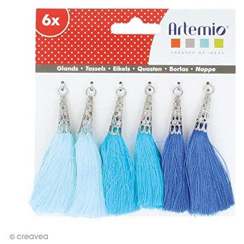 Camaieu Set Di 6 pompon Tassels, Tessile, Blu, 12,5 x 1 x 12,5 cm - Foto 2