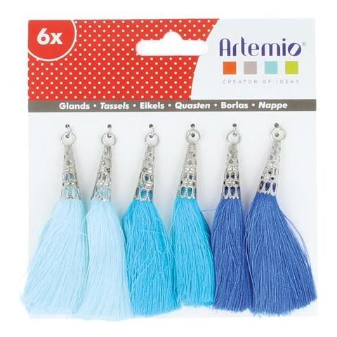 Camaieu Set Di 6 pompon Tassels, Tessile, Blu, 12,5 x 1 x 12,5 cm - Foto 4